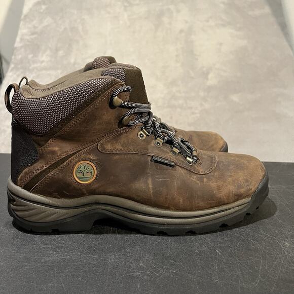 Timberland White Ledge Mid Waterproof Boots Mens 12 M Brown Leather Boots - Picture 1 of 10